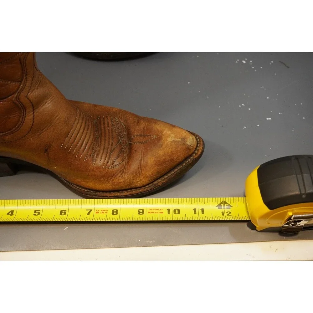 Vtg 60s Acme Honey Cognac Leather Cowboy Boots Mens 9 Avonite Hypalon Work